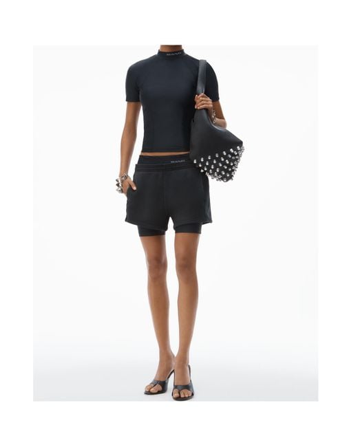 Alexander Wang Black Layered Elasticated-Waist Shorts