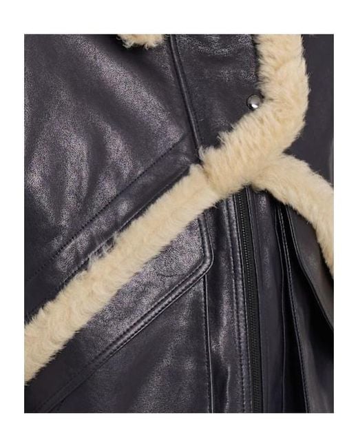 Magda Butrym Blue Leather Shearling Jacket