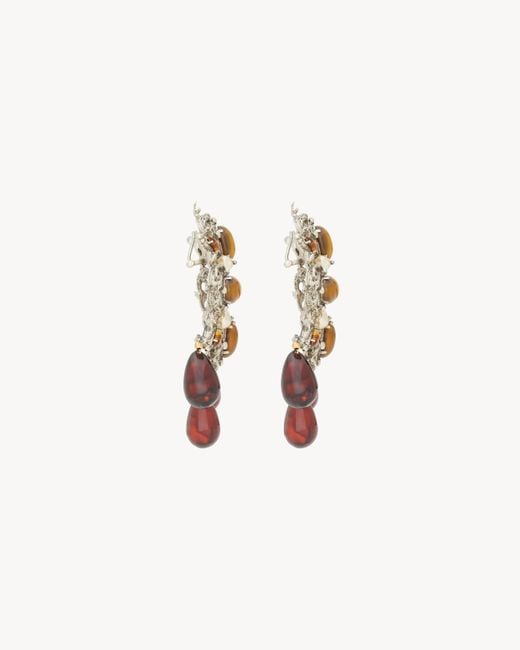 Saint Laurent White Convex Cross Earrings