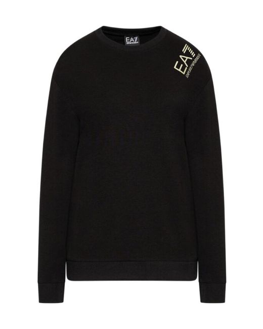 EA7 Black Logo Tape Stretch-Cotton T-Shirt