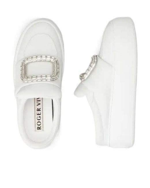 Roger Vivier White Embellished Platform Sandals
