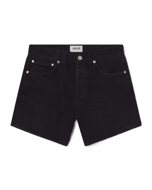 Agolde Black Parker Long High-Rise Denim Shorts
