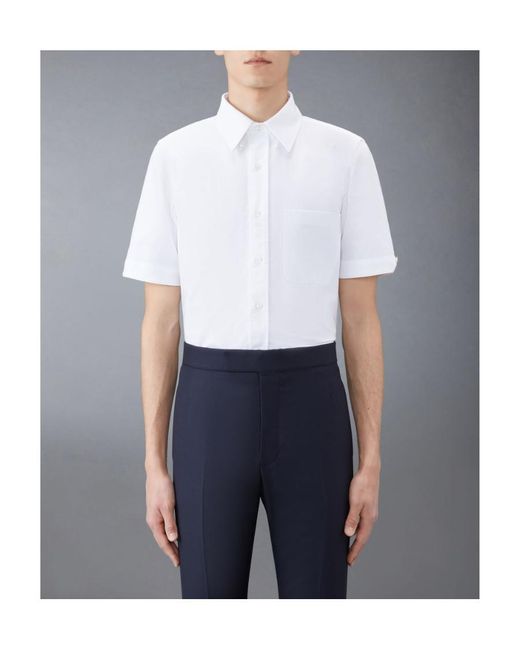 Thom Browne White Short Sleeved Buttoned Shirt for men