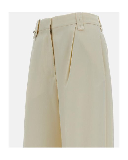 Simone Rocha Natural Wide-Leg Cropped Casual Pants With Belt Loops
