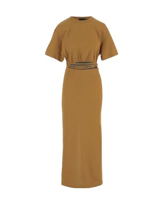 Pinko Natural Cut-Out Waist Maxi Dress