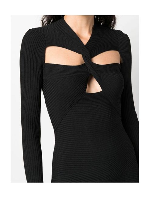 Philosophy Di Lorenzo Serafini Black Cut-Out Ribbed Minidress