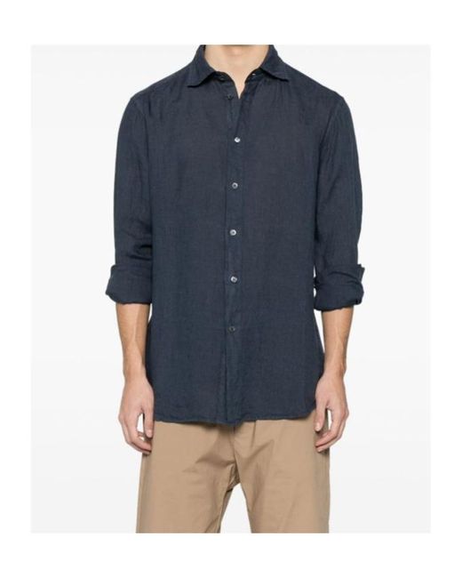 Barena Blue Linen Shirt for men