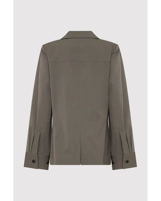 St. Agni Green Paneled Wool-Blend Twill Blazer