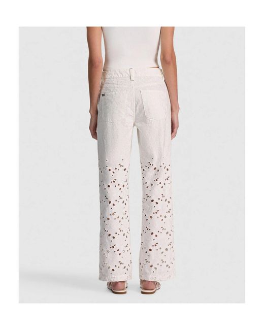 Alice + Olivia Gray Chic Laser-Cut Straight-Leg Jeans