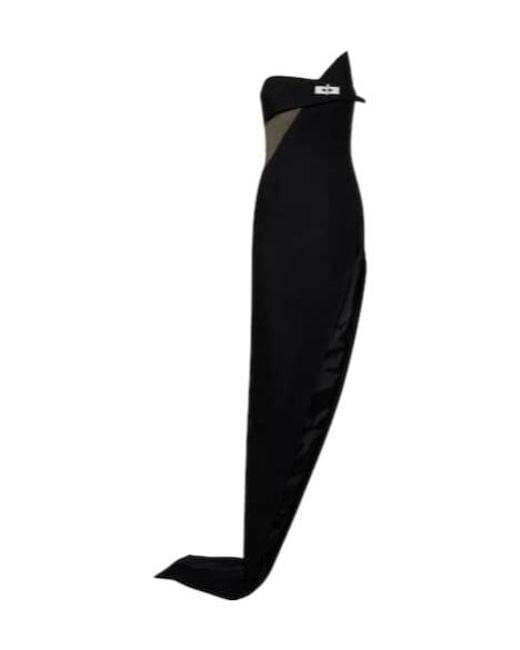 David Koma Black Cutout Asymmetric Wool-Blend Gown