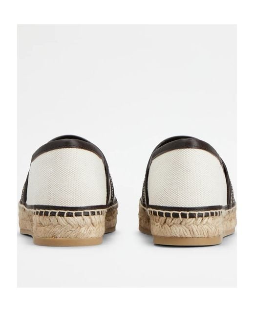 Tod's White Kate Chain-Pattern Espadrilles