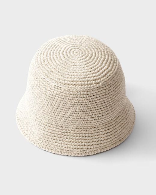 Prada White Crochet Bucket Hat for men