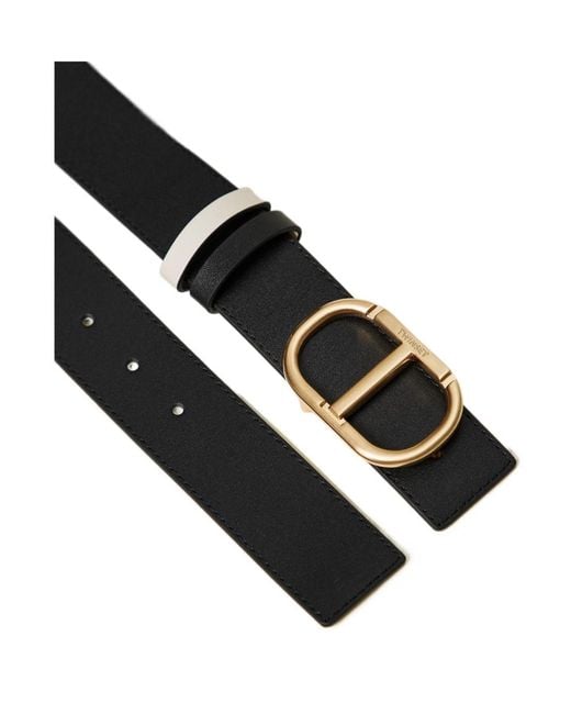 Twinset White Buckle Reversible Leather Belt