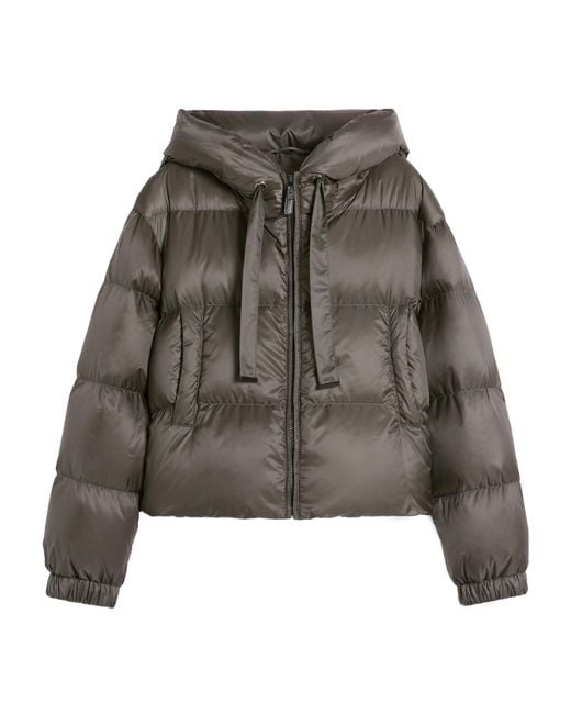 Max Mara Gray Hooded Quilted Jacket