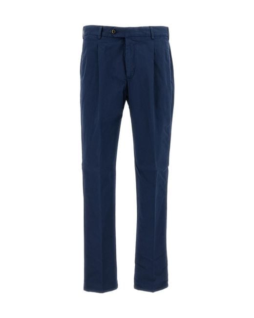 PT01 Blue Pt Torino Pleated Straight Leg Pants for men