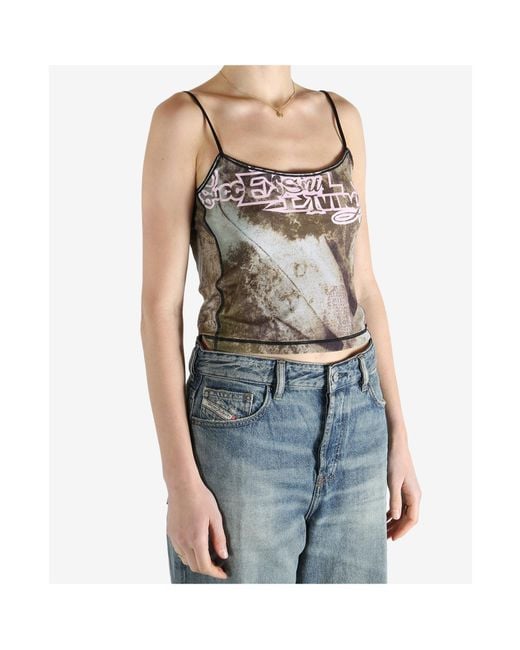 DIESEL Gray Graphic-Print Top