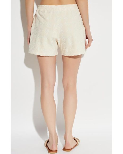 Tory Burch White Terry Jacquard Logo Shorts