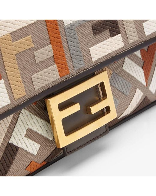 Fendi Metallic Multicolour Canvas Bag With Ff Embroidery