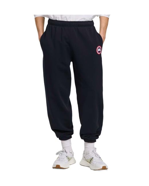 Canada Goose Blue Rove Logo Patch Joggers for men