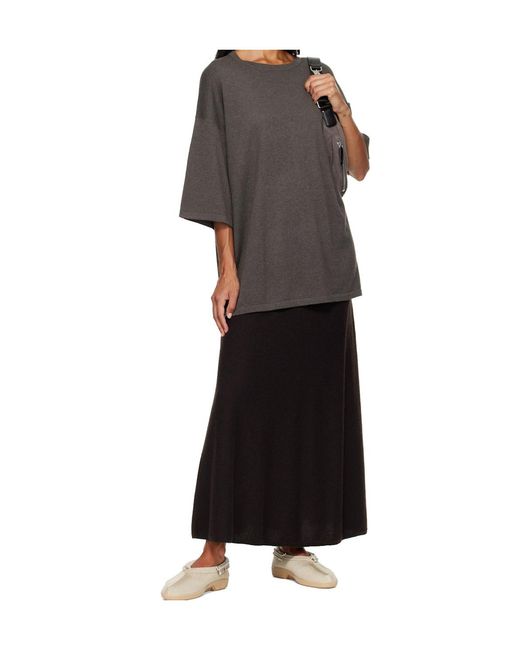 Lisa Yang Gray Knitted Crew Neck T-Shirt
