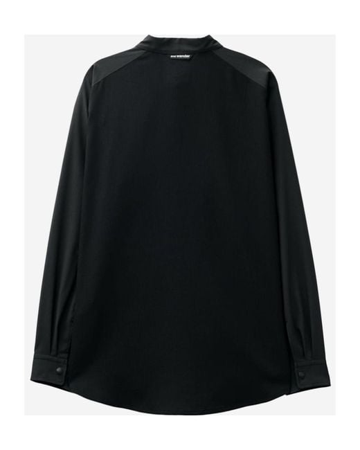 And Wander Black Long-Sleeved Collared Shirt for men