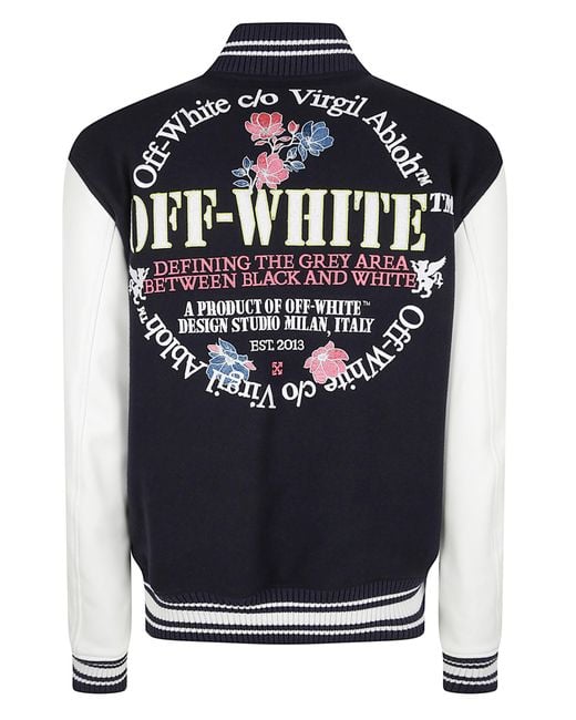 Off-White c/o Virgil Abloh Blue Logo Detailed Long Sleeved Jacket