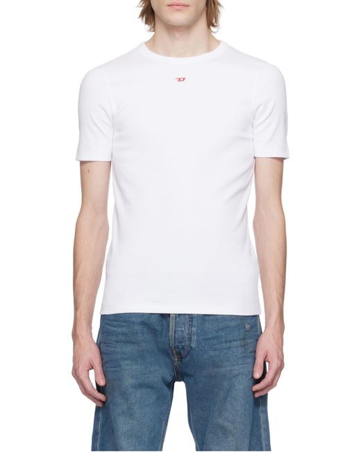 DIESEL White D-Ribber-N Logo Patch Knitted T-Shirt for men