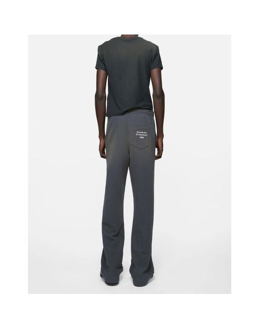 Acne Gray Fleece Trousers With Stamp Logo for men