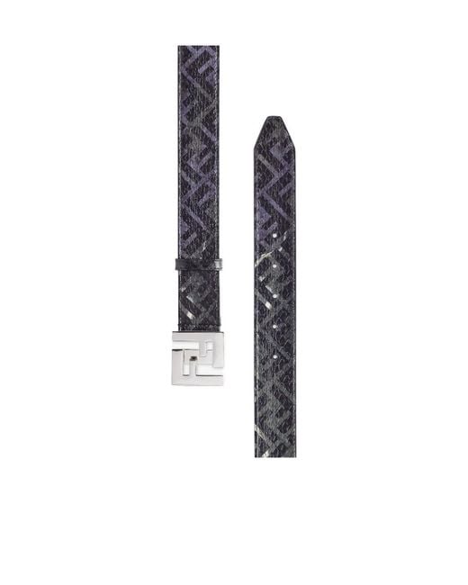 Fendi White Ff Buckle Patterned Belt for men