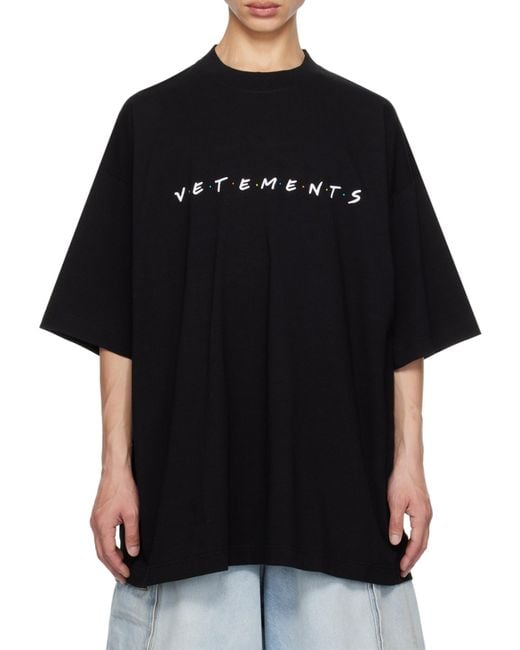 Vetements Black Friendly Logo-Print Cotton T-Shirt for men