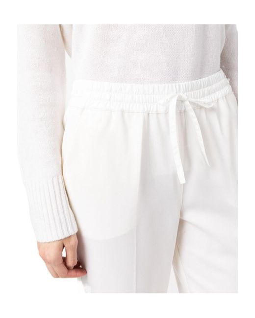 P.A.R.O.S.H. White Tapered Drawstring Trousers
