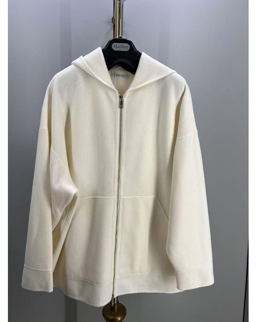 Max Mara White Zip-Up Hooded Jacket