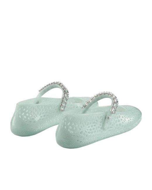Jimmy Choo Green The Jelly Embellished Ballerina Flats