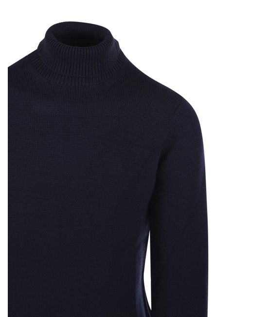 Roberto Collina Blue Virgin Wool Turtleneck Knitwear for men