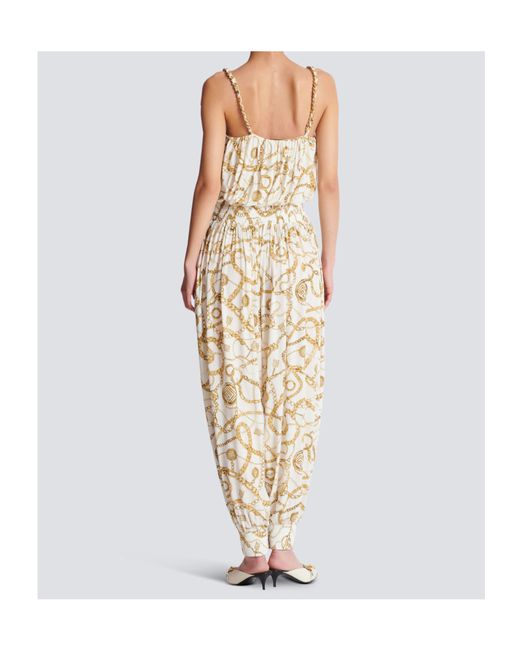Balmain Metallic Flowing Printed Jumpsuit With Chains Pattern