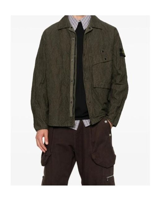 Stone Island Green Long Sleeve Shirt Jacket for men