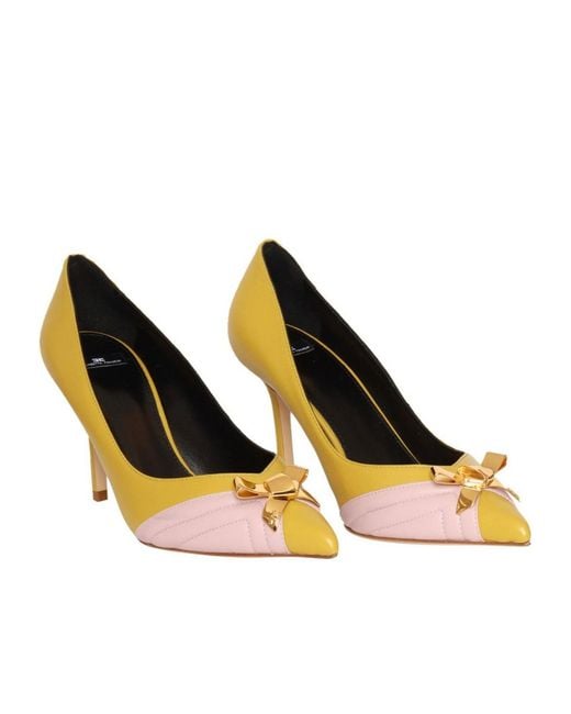 Elisabetta Franchi Metallic Bow Detail High Heels