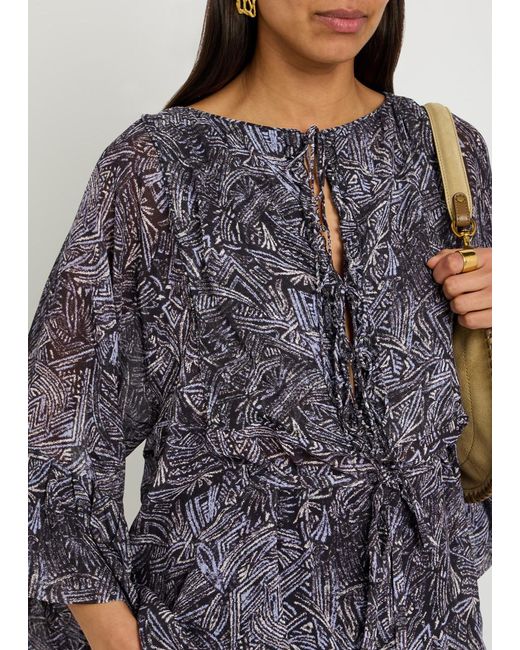 Isabel Marant Blue Tekia Printed Silk Blouse