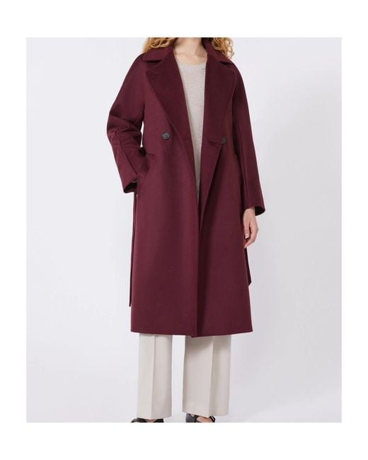 Weekend by Maxmara Red Virgin Wool Wrap Coat