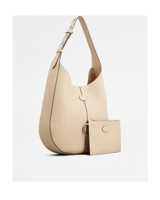 Tod's Natural Oboe Logo Patch Medium Shoulder Bag