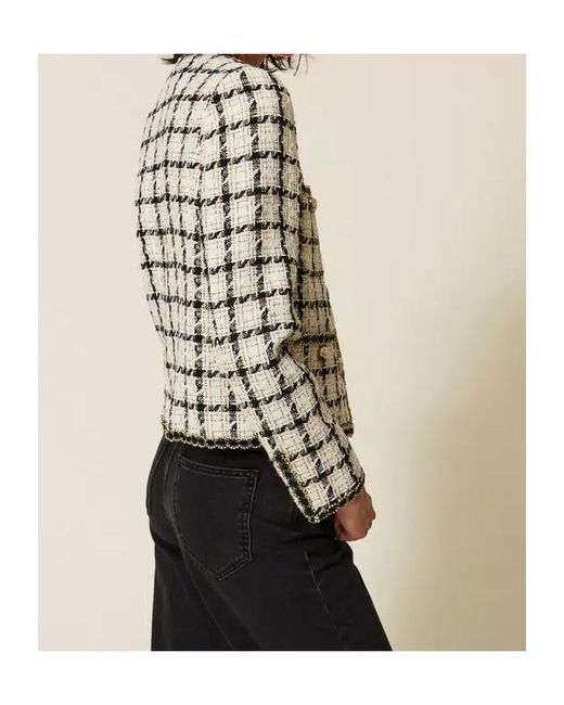 Twinset Multicolor Checked Bouclé Jacket