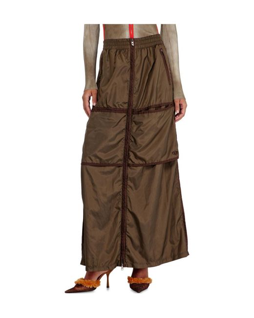 DIESEL Brown Oval D Zip-Front Skirt