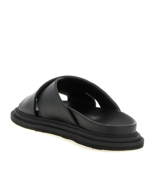Moschino Brown Leather Sabots With Logo for men