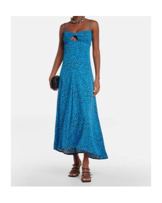 Proenza Schouler Blue Printed Cut-Out Maxi Dress