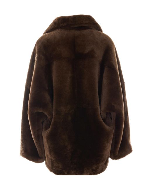 Blancha Brown Zip-Up Shearling Jacket