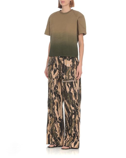 Dion Lee Green Sunfade-Effect Shoulder-Pad T-Shirt