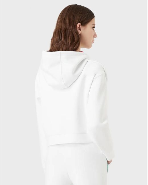 Emporio Armani White Logo-Print Hoodie