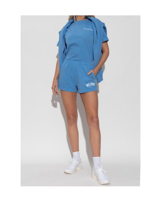 Sporty & Rich Blue Elastic Waist Shorts