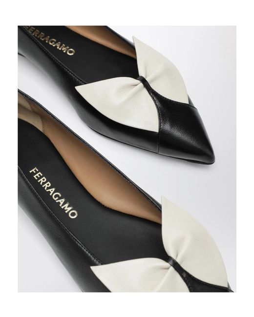 Ferragamo Black Bow-Tie Ballet Flats