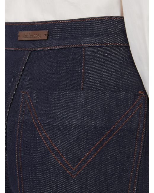 Max Mara Blue Button Detailed Wide-Leg Jeans